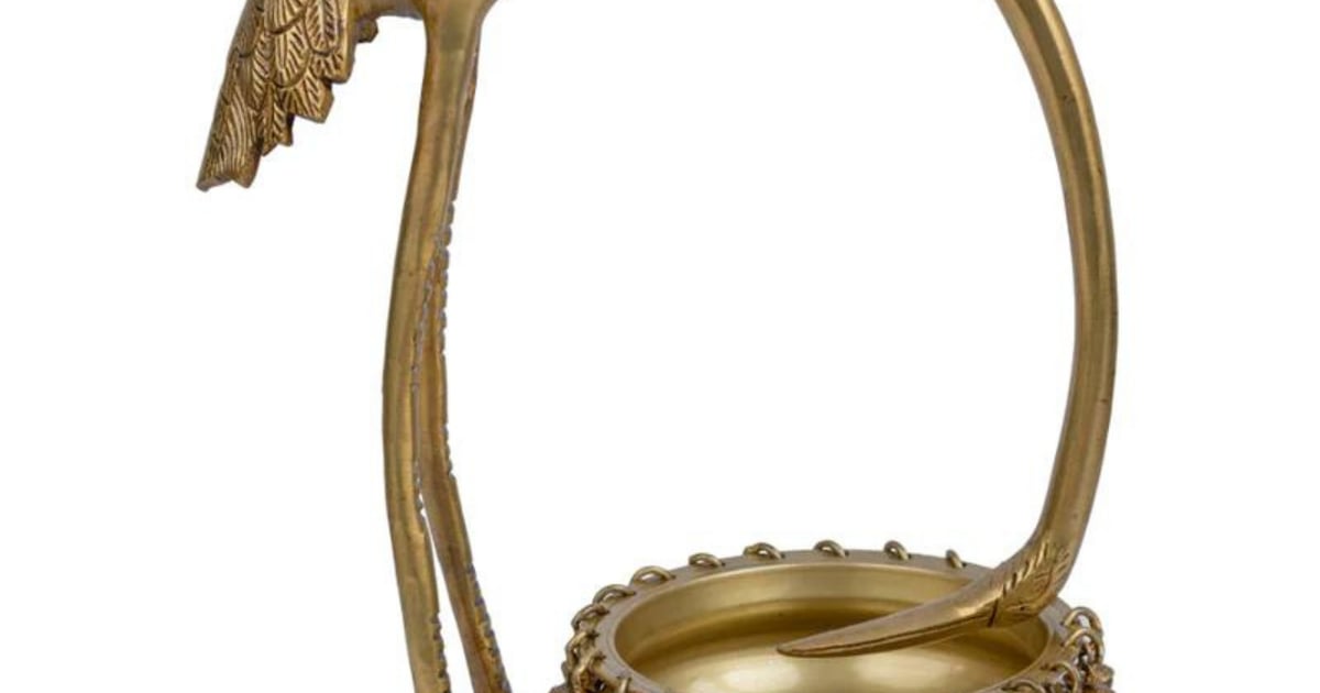 Brass Crane Bird Urli Bowl PIU5023 Prajjwal International Brass